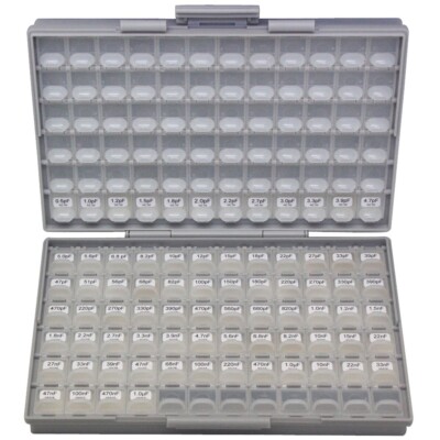 AideTek SMD 0402 size 79 values 100pc/v capacitor kit in BOXALL144 0.5pF to 10uF