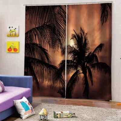 Brilliant coconut branches in sun Printing 3D Blockout Curtains Fabric Window