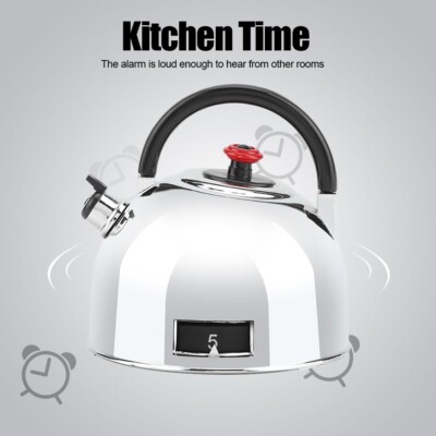 Teapot Shaped 60 Minutes Kitchen Timer Stainless Steel Mechanical Wind Up AOS