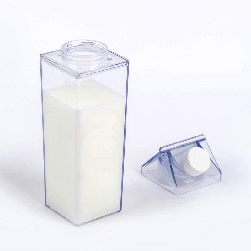 Milk Carton Water Bottle 33Oz (1000Ml) Plastic Square Milk Bottles BPA Free Leak