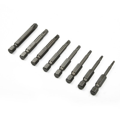 Bit Schraubendreher silber T8/T10/T15/T20/T25/T27/T30/T40 50mm 8-tlg Fünfpunkt