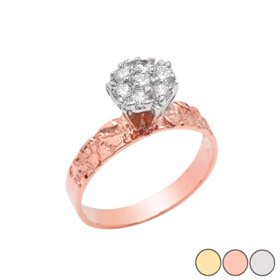 Pre-owned Fdj Popcorn Nugget 7mm .25cts Solitaire Ring In Gold (yellow/rose/white) In Yellow Gold