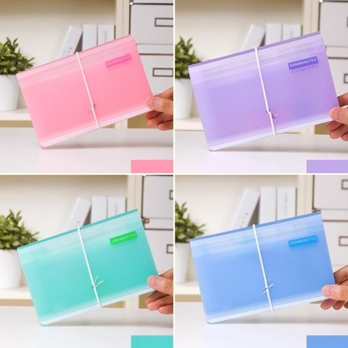 New Plastic Candy Color Folder Document Bag File Expanding Wallet Bill Fo tpss