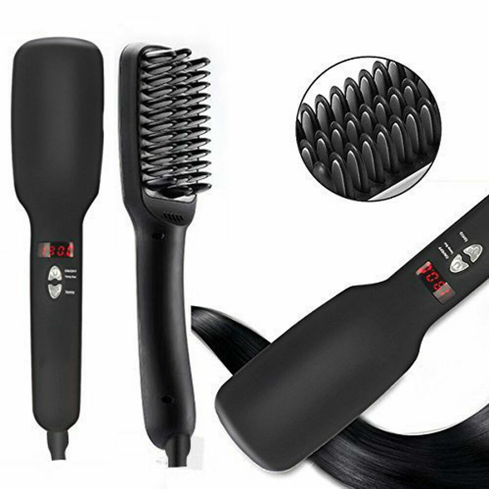 2in1 Spazzola Lisciante Ferro Piastra Capelli Lisci Ioni Negativi Stiratura cir