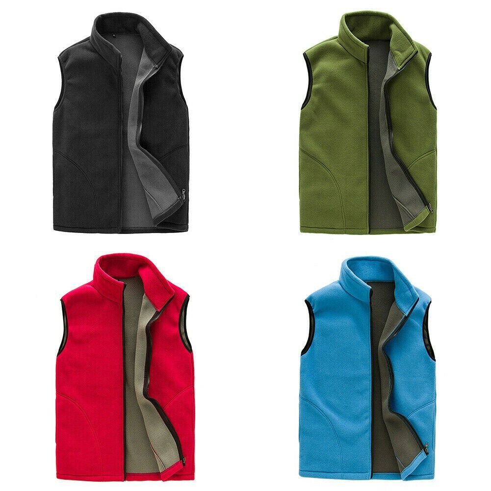 Mens Fleece Full Zip Waistcoat Bodywarmer Sleeveless Jacket Vest Gilet Tops