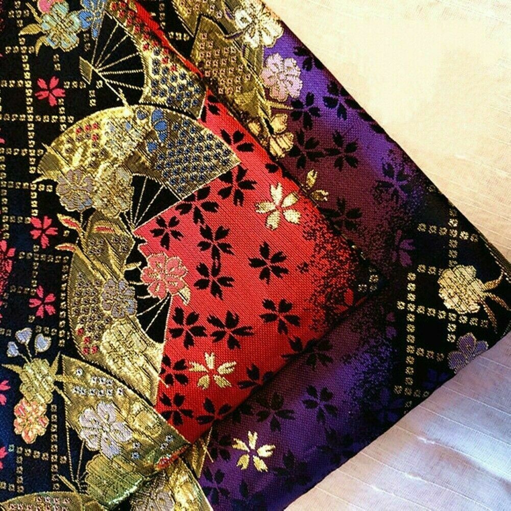 Orientell Bronzing Stoff Retro Sakura Aufdruck für Kimono Gürtel Stift Tasche