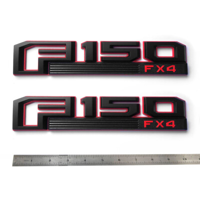 2x OEM Black F-150 Fx4 Emblem 3D for fits F150 Fender Badge Red F Genuine Parts