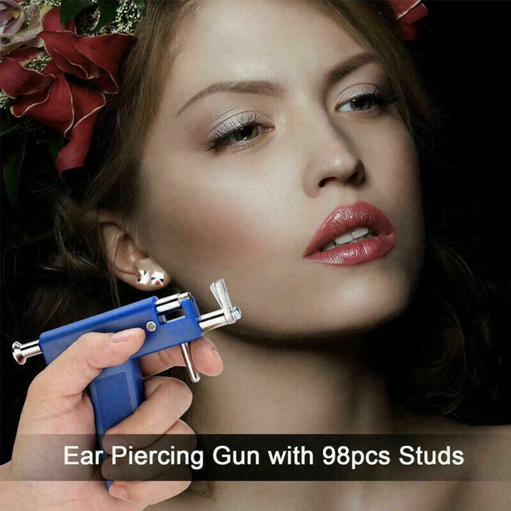 Professional Ear Piercing Gun Body Nose Navel Tool Kit Set Jewelry 98 Studs DIY