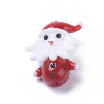 10pc Red  Father Christmas Handmade Lampwork Beads Smooth Loose Spacer 22x18.2mm
