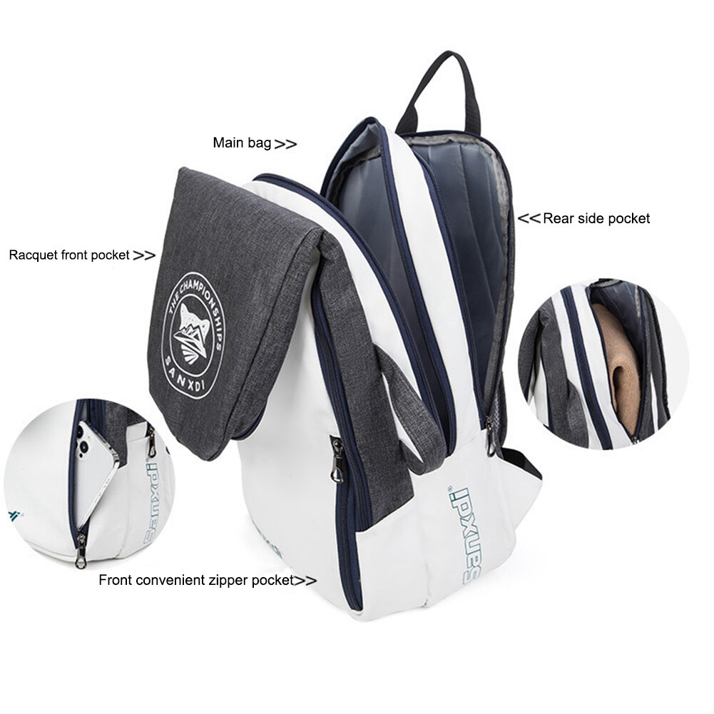 Holds 3 Rackets Raquete Bag Large Capacity Padel Rackets Backpack (Grey)