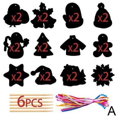 Christmas Scratch Painting DIY Cartoon Santa Claus Snowflake Scratch Card  W1B7