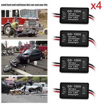 4x GS-100A Flash Strobe Controller Box Flasher Module LED Brake Tail Stop Lights