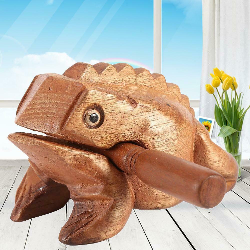 Wood Frog Rasp Percussion Musical Instrument Tone Block with Stick Supplies E2C8
