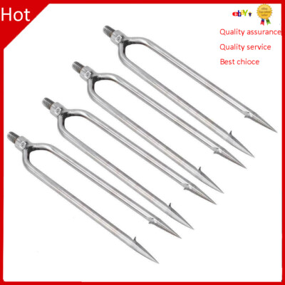 4pcs 2 Prongs Harpoon Gig Gaff Fishing Frog Salmon Barbed Diving Spear Gun Gig