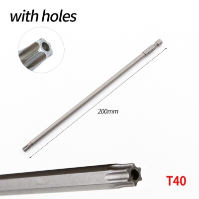 200mm/ 7.78 Long Screwdriver Bit Set Hex Torx Tamperproof 1/4 Hex Shank T8-T40