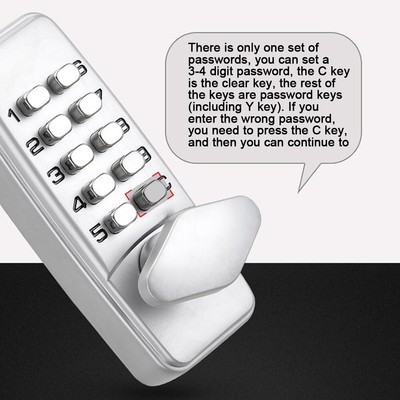 Waterproof Mechanical Digital Door Lock Keypad Keyless Number Lock Zinc Alloy
