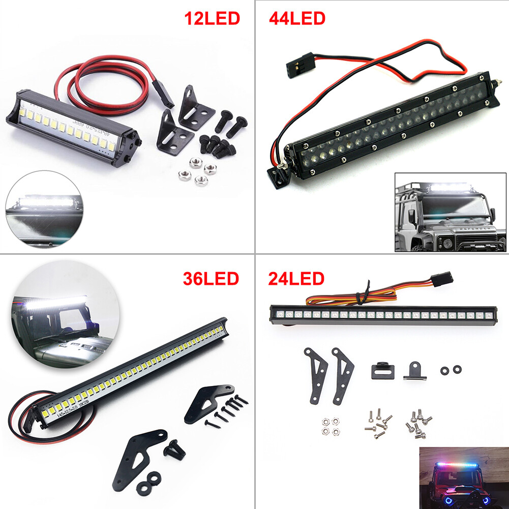 Super Bright LED Light Bar Metal Roof Lamp For SCX10 TRX4 D90 90048 1/10 RC Car