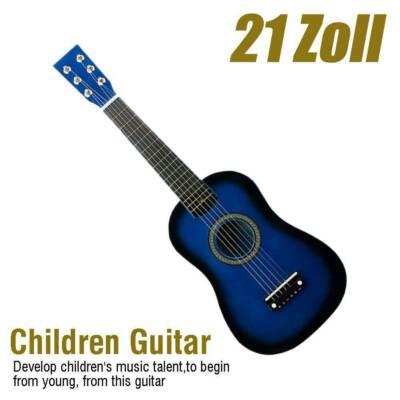 Guitarre 21 Zoll für Kinder kleine Acoustic Anfänger Guitar Kindergitarre blau #