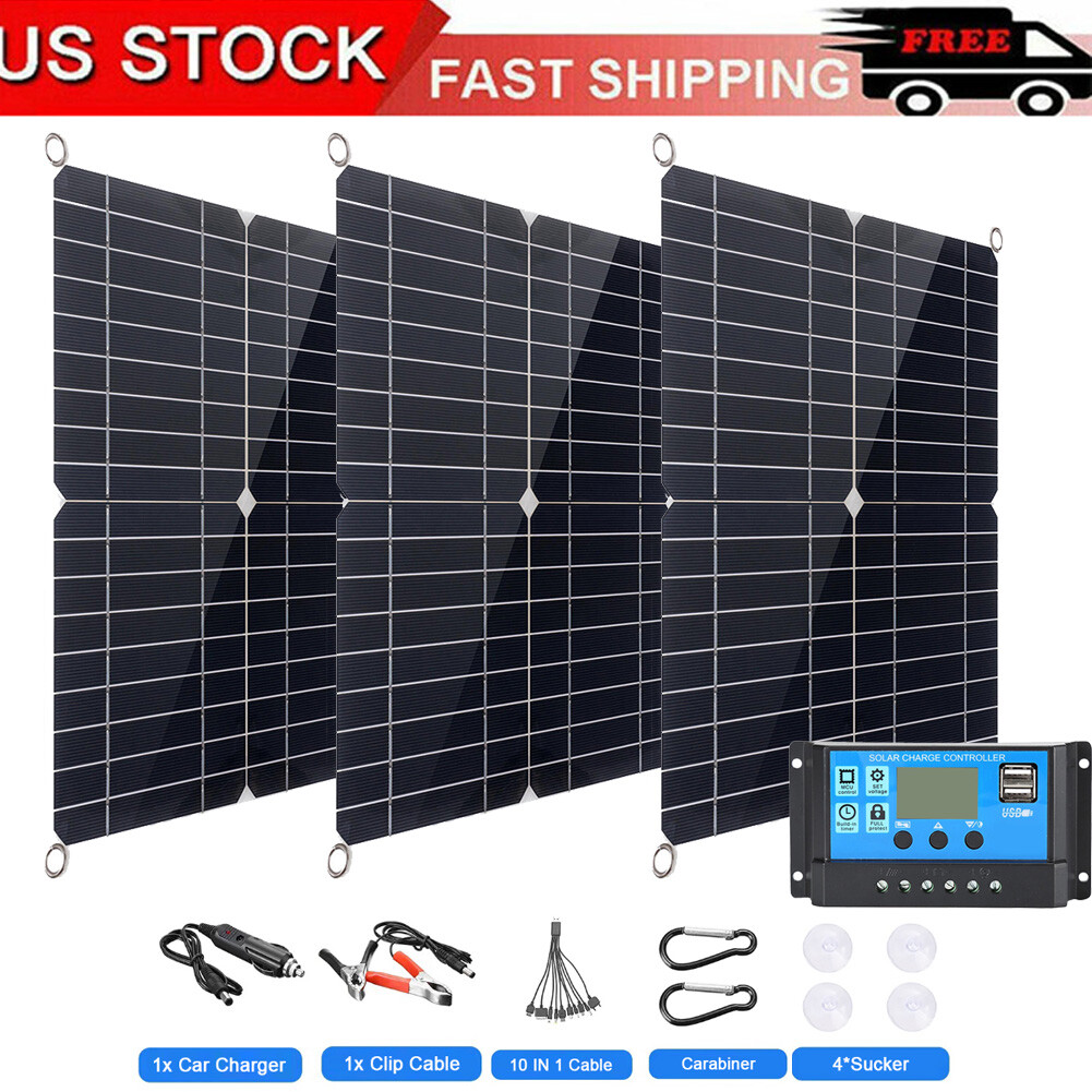 200W 400W 600W Watts Solar Panel Kit 100A 12V Battery Charger with Controller US