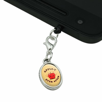 Apple-y Happily Ever After Funny Humor Mobile Phone Headphone Jack Oval Charm