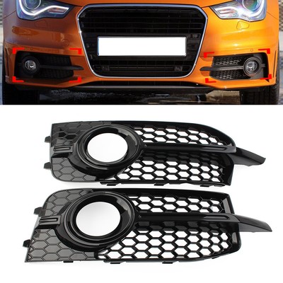 1Pair Front Bumper Honeycomb Fog Light Grille For Audi A1 8X S-Line S1 2010-2014