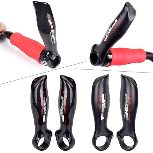 3K Carbon Fiber MTB Road Bike Handlebar Ergonomic End Bar Bicycle Bar Ends Pair