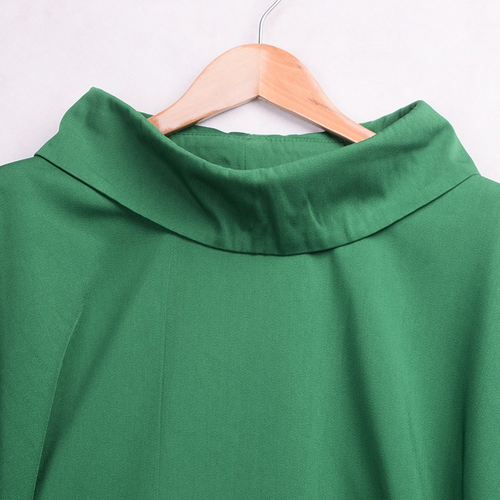 BLESSUME Church Priests Solid Chasuble Mass Vestments Green- Cowl Collar