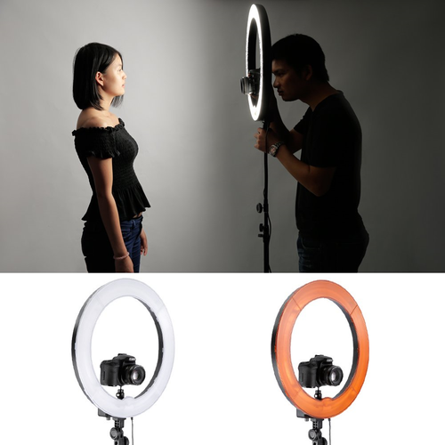 Dimmable 18-Inch Diameter 75W Ring Fluorescent Flash Light & Stand Kit