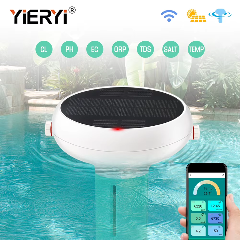 WiFi Solar Floating Swimming Pool Water Quality Tester PH Chlorine TDS ORP Salt