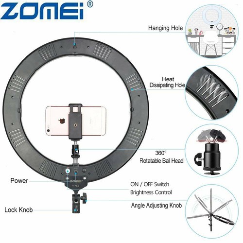 ZOMEI 14-inch Dimmable Ring Light Lighting Kit with Light Stand