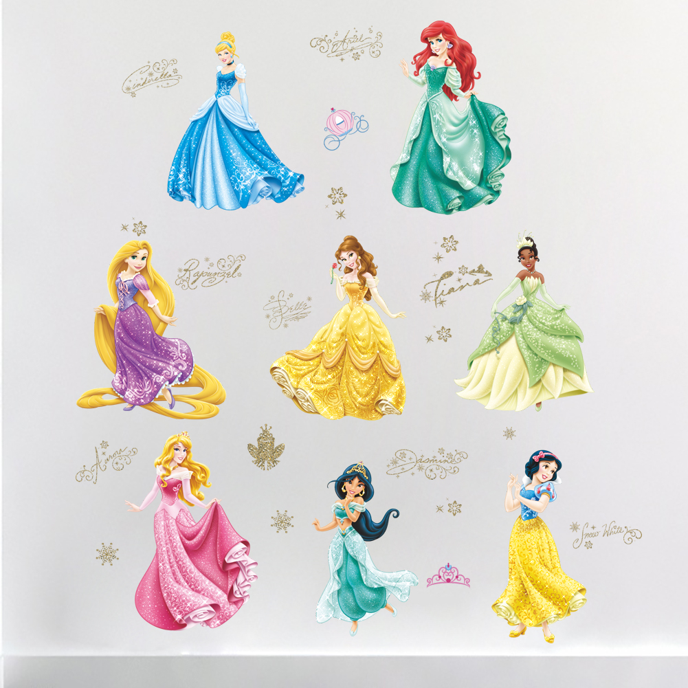 Wall Decals Princess Girls Room Decor Stickers Cinderella Ariel