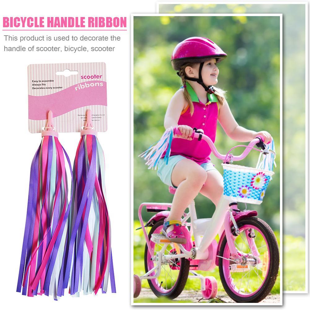 2pcs Bicycle Handlebar Colorful Tassel Streamers Kids Scooter Bike Decor Ribbon