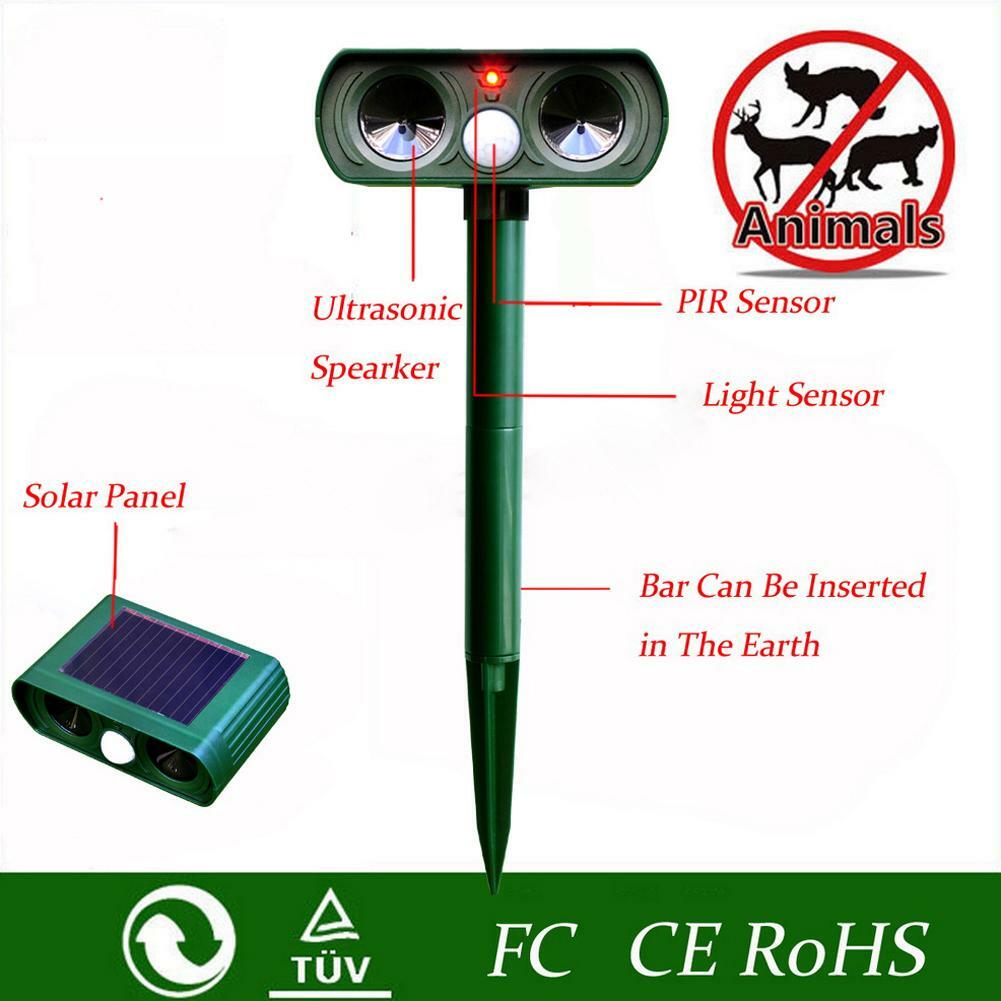 Solar Panels Ultraschall Tiervertreiber Katzenschreck Animal Repeller