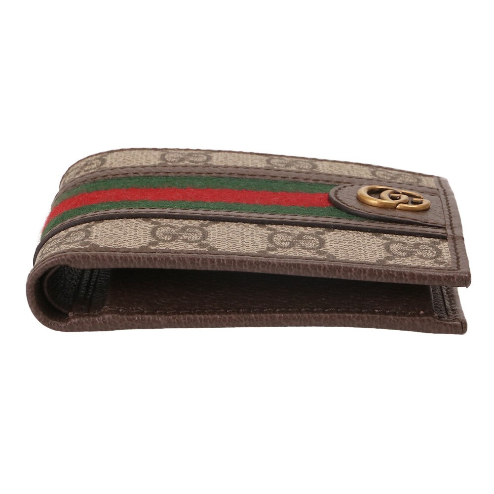 Pre-owned Gucci Wallet Men Bi-fold Ophidia Gg Coin Wallet Canvas 597609 96iwt 8745 Beige