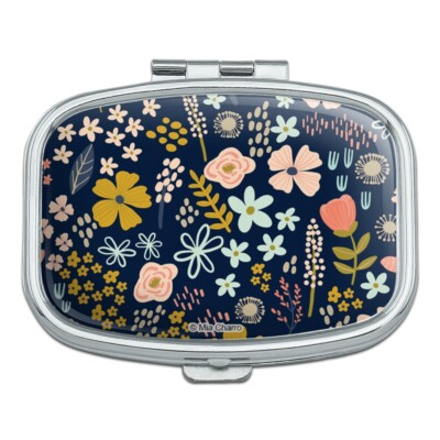 Mimi Flowers Floral Pattern Rectangle Pill Case Trinket Gift Box