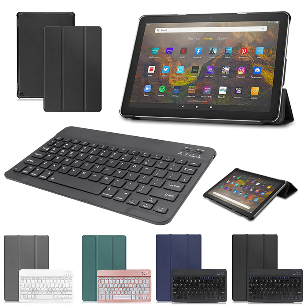 US For Amazon Kindle Fire HD 10 13th Gen 2023 Keyboard Smart Leather Case Cover