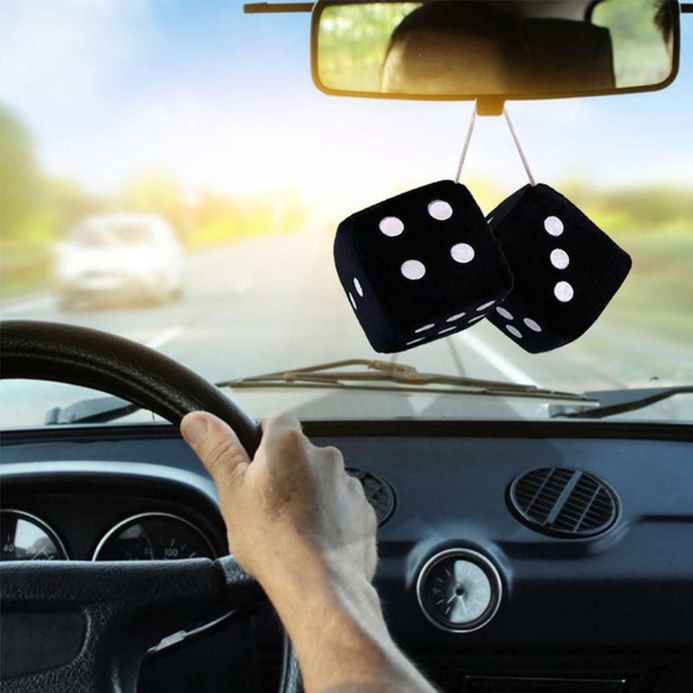 2 Stück Fuzzy Dice Dots Rückspiegel Hanger Decor Car Styling Zubehör