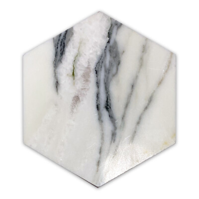 L36P 6'' Hexagon Statuary Statuario White Italian Marble Tile Polished