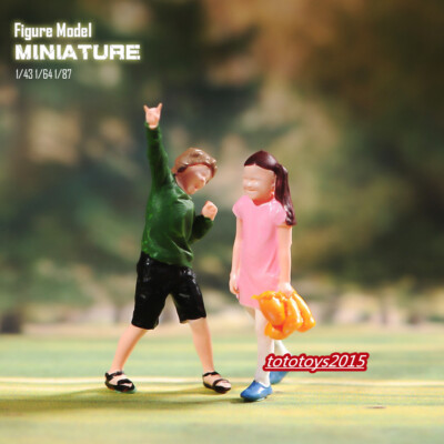 2pc 1/87 Dancing Boy Girl Scene Miniature Doll Figure For Cars Vehicles Model