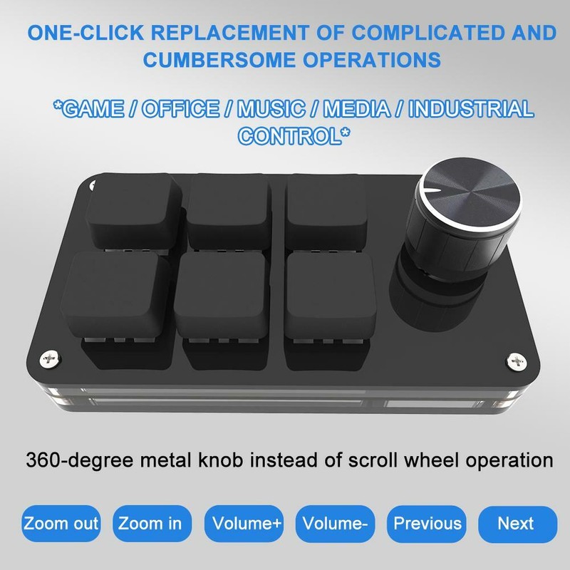Mini RGB 6 Key Programming Macro Custom Knob Keyboard Hotswap Game Macropad V8