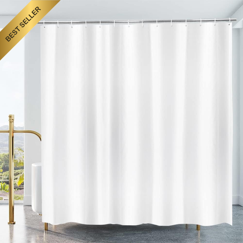 Extra Long White Shower Curtain 220cm, PEVA Vinyl, Waterproof with 3 Magnets, 18