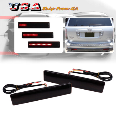 Smoked Rear Bumper Reflector LED Tail Brake Signal lights For 06-08 Honda Pilot