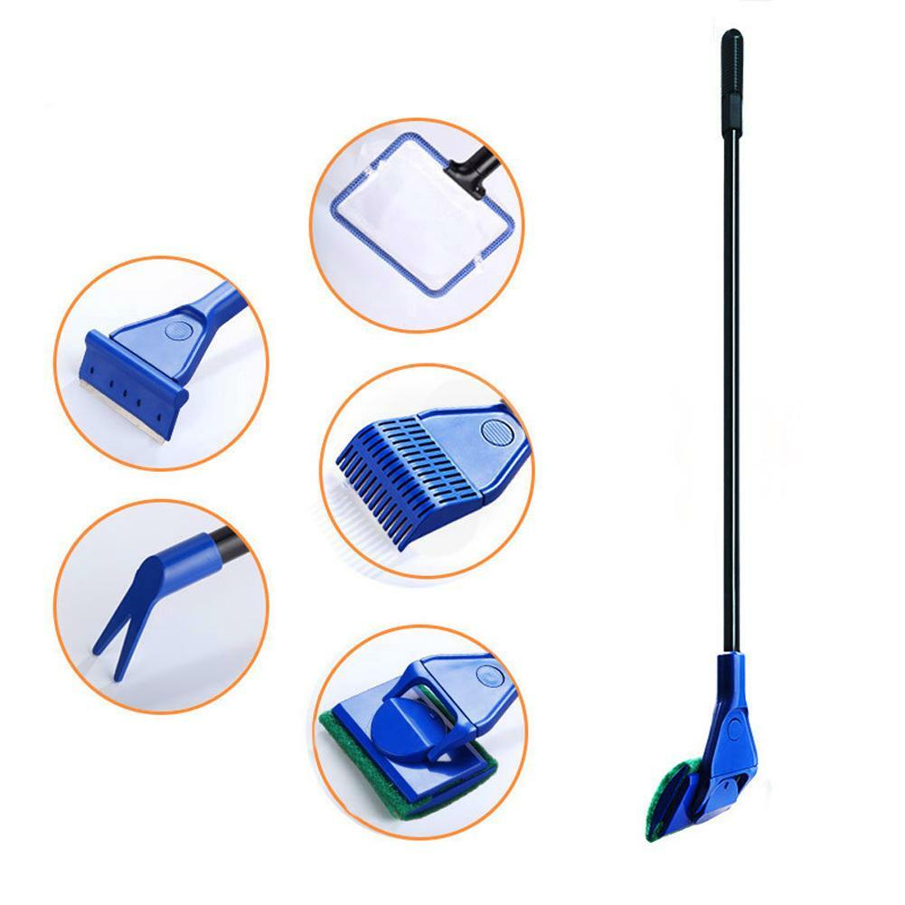 5Pcs/Set Aquarium Tank Reinigung Kit Fische Net Kies Rake Algen Schaber