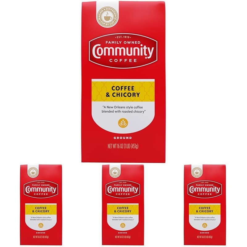 Community Coffee Coffee and Chicory Blend 16oz Medium Dark Roast Ground Coffee