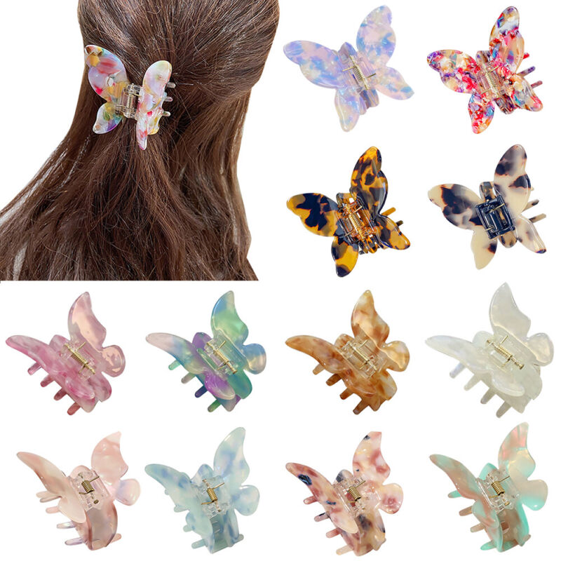Women Girls Acetate Hair Claw Sweet Fairy Gradient Butterfly Hairpin Clip Pa  }