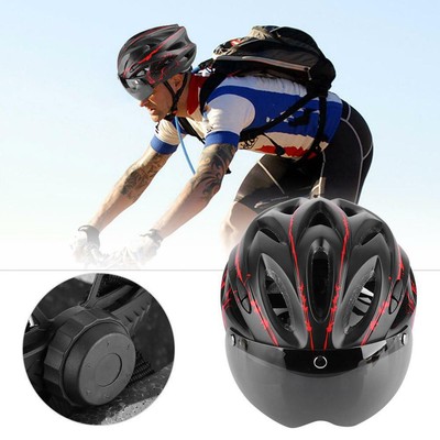 Mountainbike Fahrradhelm Schutzhelm Helm Rennrad MTB mit Schutzbrille 360 Rot