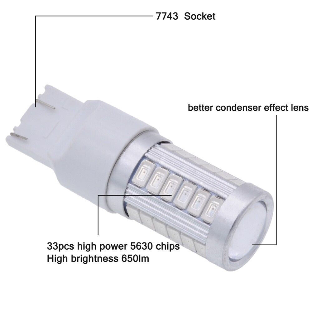 10x White 7443 7440 T20 LED Canbus 33SMD Car Turn Signal Light Reverse Lamp Bulb