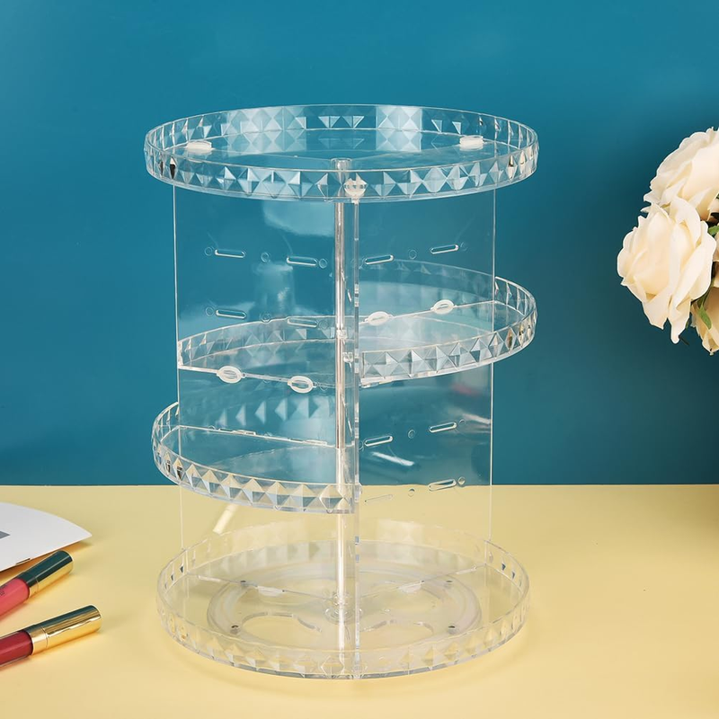 360&deg; Rotating Makeup Organizer - Adjustable Skincare Organizer, Clear