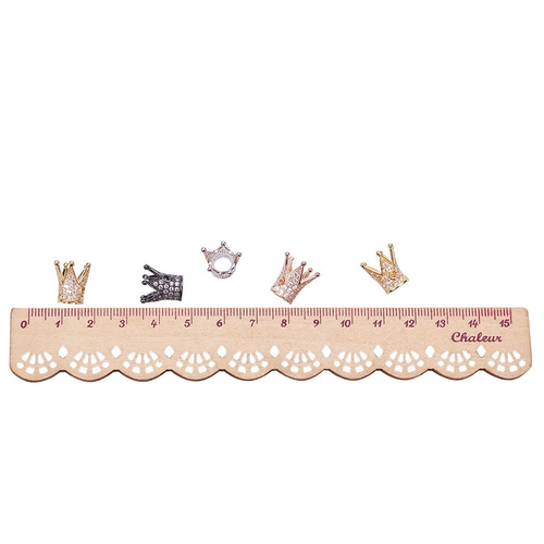 NBEADS 5 Pcs Cubic Zirconia Crown Beads, Mixed Color Brass Micro Pave Crown for