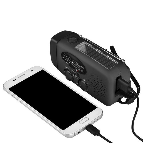 Solar Hand Crank Dynamo AM//FM//WB Weather Radio 3 LED Flashlight Survival Charger